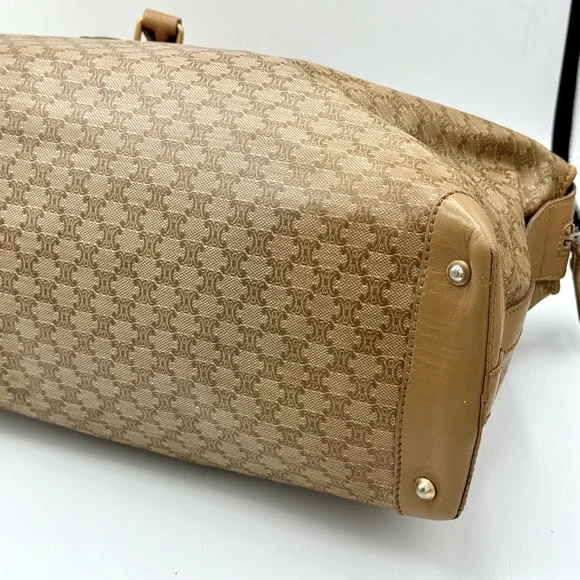 Celine Vintage Macadam Boston Bag Coated Canvas Leather Very Good Condition - Picture 8 of 16